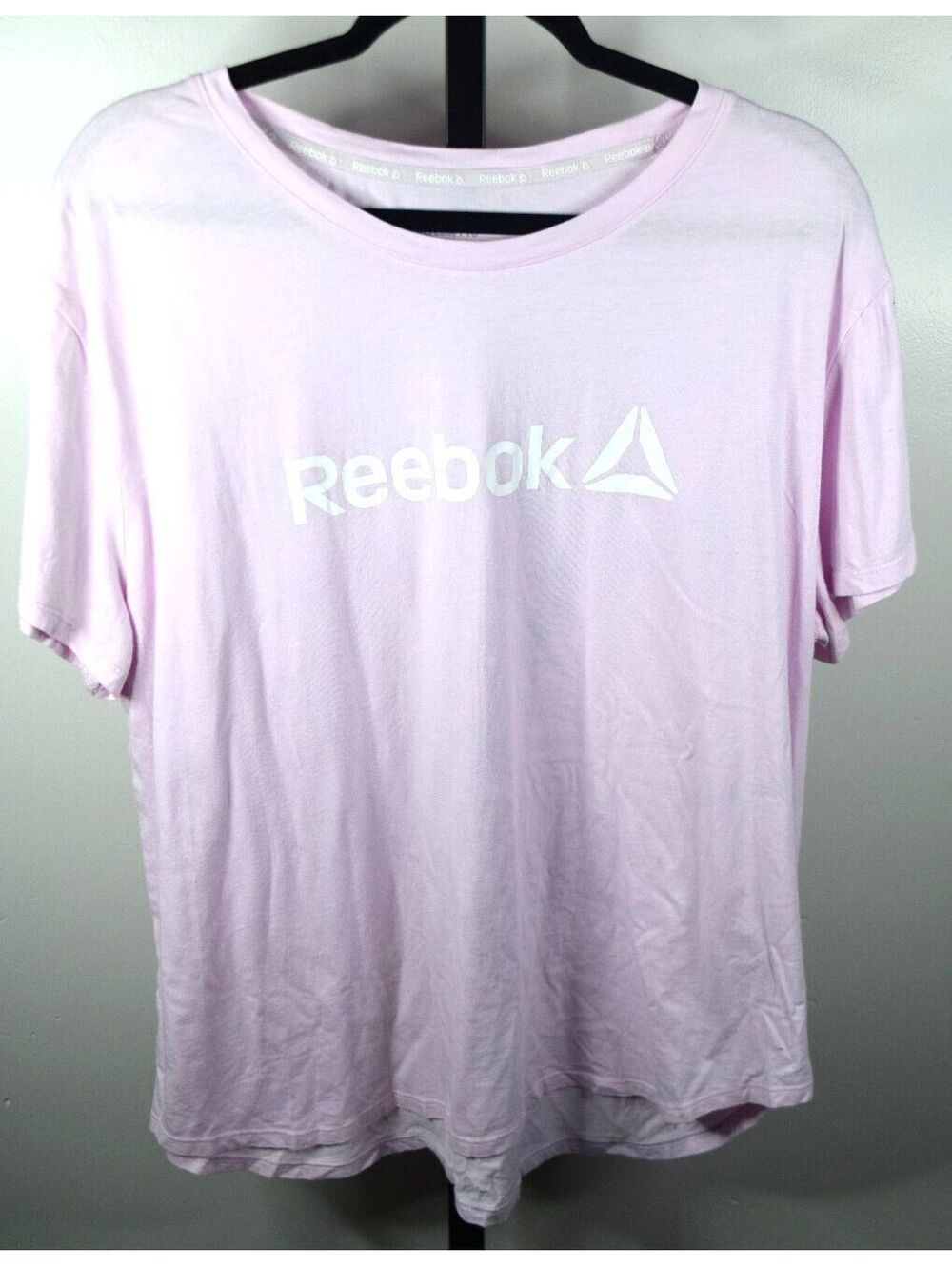 Reebok Pink Logo Graphic Tee Crew Neck Short Sleeve Plus Size 2X